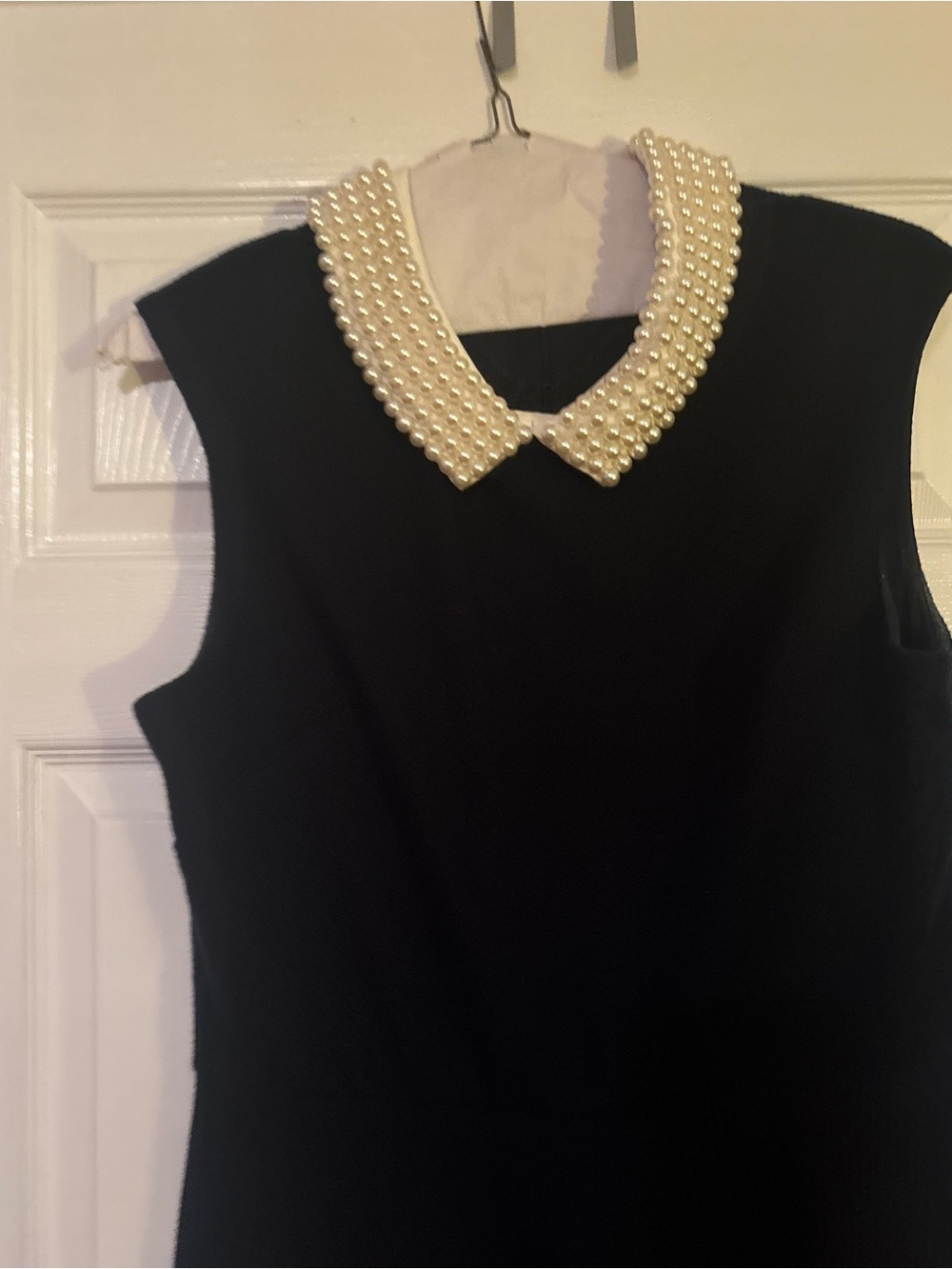 Betsey Johnson Black Sleeveless Dress with Pearl Collar